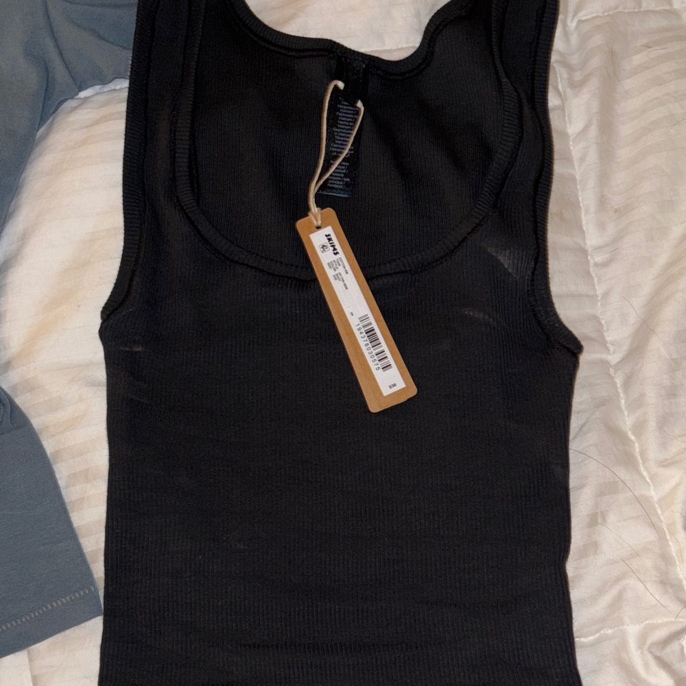 Skims Black cotton tank